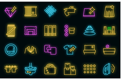 Perfectionism icons set vector neon