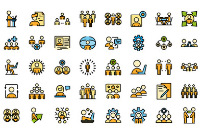 Colleague icons set line color vector