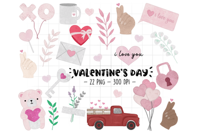 Valentine&#039;s Day Watercolor Clipart