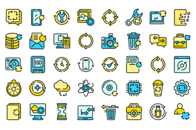 Regeneration icons set line color vector