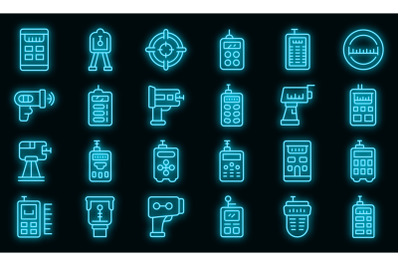 Laser meter icons set vector neon