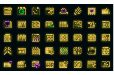 Event planner icons set vector neon