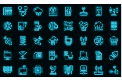 Internet provider icons set vector neon