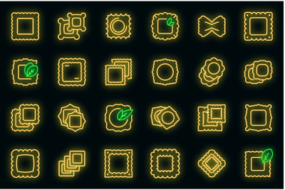 Ravioli icons set vector neon