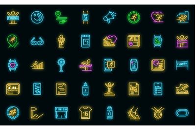 Runner app icon set neon vector