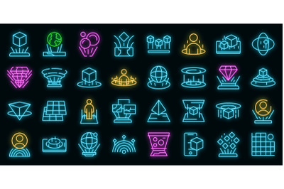 Hologram projection icon neon vector