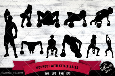 Workout with Kettle Balls svg weighlifting svg, gym svg,  exercise svg