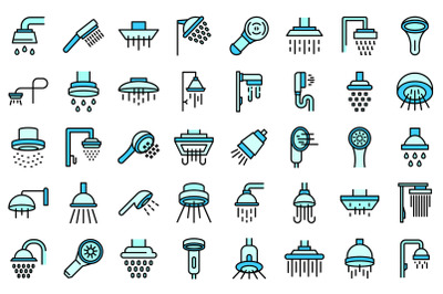 Shower heads icon, outline style