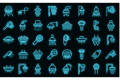 Shower heads icon, outline style