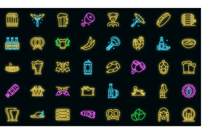 German cuisine icons set vector neon