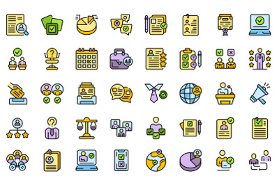 Candidate icons set line color vector