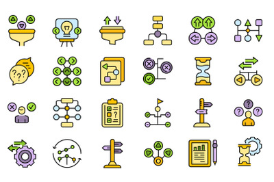 Ambiguity icons set line color vector