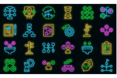 Ambiguity icons set vector neon