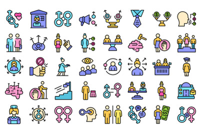Stereotype icons set line color vector