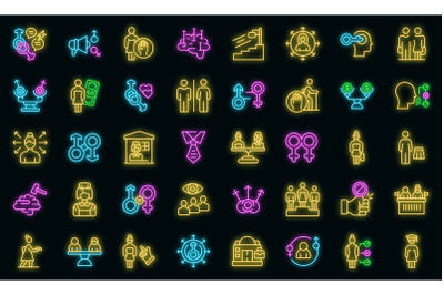 Stereotype icons set vector neon