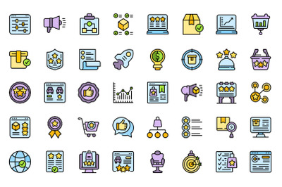 Featured product icons set line color vector