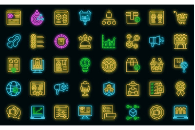 Featured product icons set vector neon