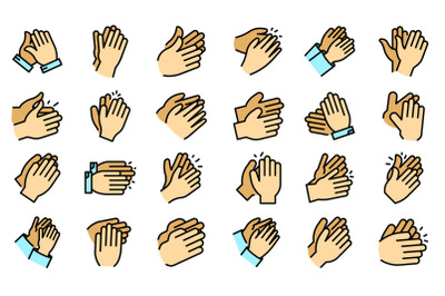 Handclap icons set line color vector