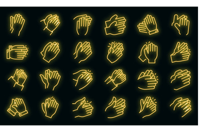 Handclap icons set vector neon