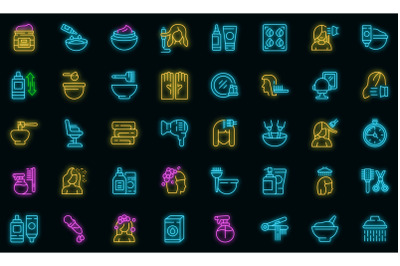 Hair colouring icons set vector neon