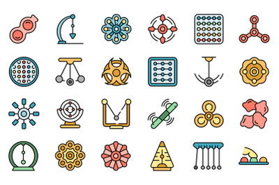 Antistress toy icons set line color vector