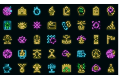 Concentration icons set vector neon