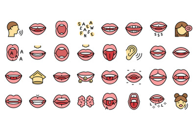 Articulation icons set line color vector