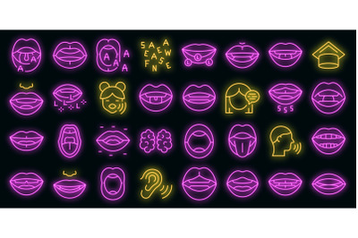 Articulation icons set vector neon