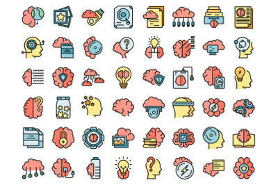 Memory icons set line color vector