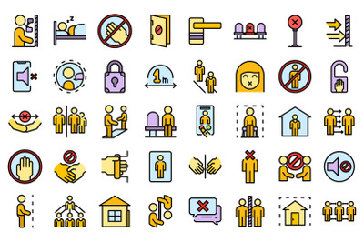 Avoid contact icons set line color vector