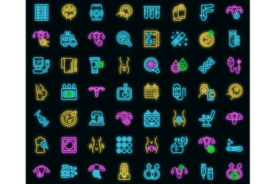 Reproductive health icons set vector neon