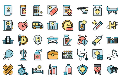 Hospitalization icons set vector flat