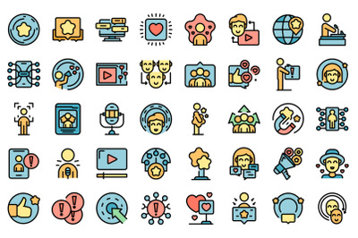 Influencer icons set vector flat