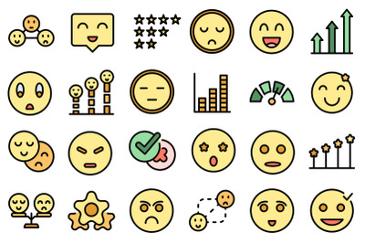 Satisfaction level icons set vector flat