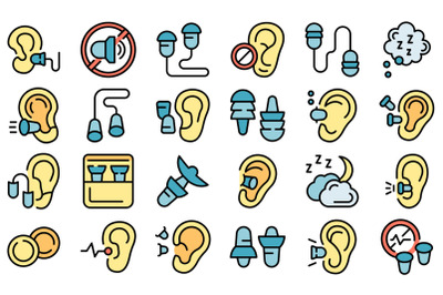 Earplugs icons set vector flat