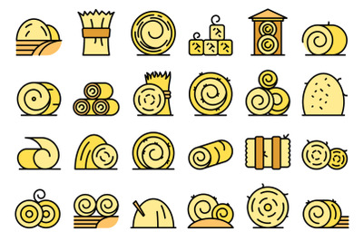 Bale of hay icons set vector flat