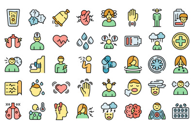 Panic attack icons set vector flat