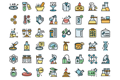 Laboratory research icons set vector flat