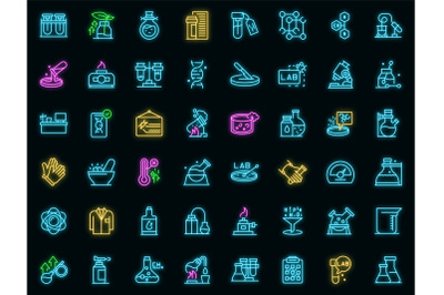 Laboratory research icons set vector neon