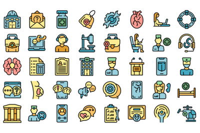 Specialist help icons set vector flat