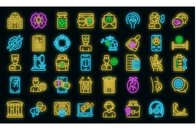 Specialist help icons set vector neon