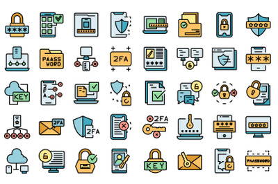 Two factor authentication icons set vector flat