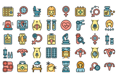 Menopause icons set vector flat