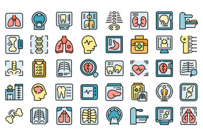 X-ray examination icons set vector flat