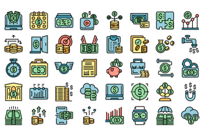 Passive income icons set vector flat