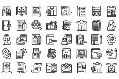 Disclaimer icons set outline vector. Defence waiver