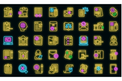 Disclaimer icons set vector neon