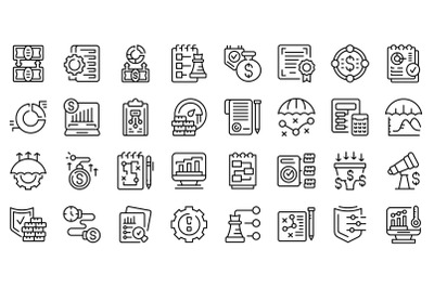 Risk management icons set outline vector. Company enterprise