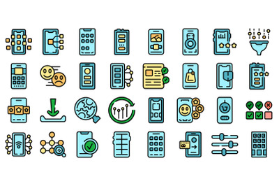 Mobile apps icons set vector flat