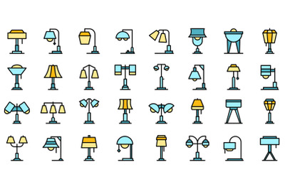 Torchere icons set vector flat